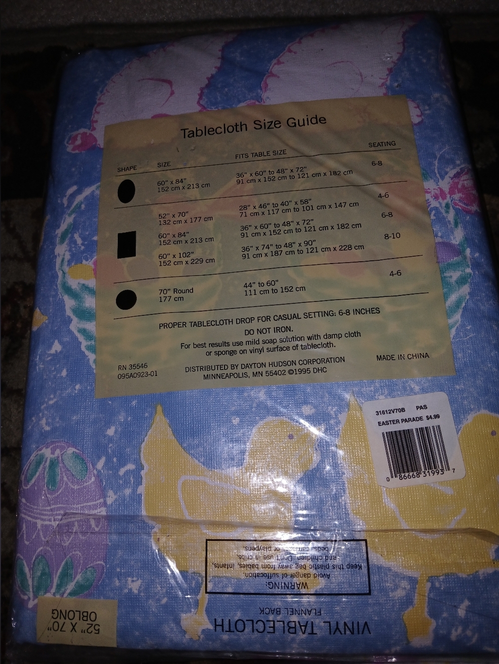 Easter/Spring Vinyl Tablecoths, $8.00ea - Picture 7 of 7